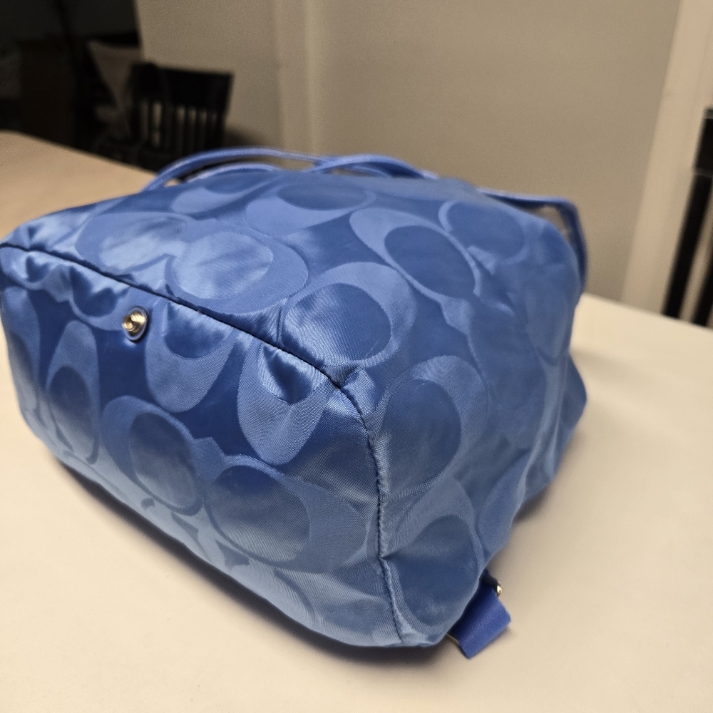 Coach Light Blue Signature Nylon Drawstring Backpack - Picture 6 of 16